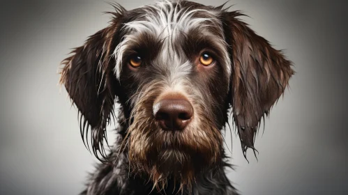Intricate Canine Portrait on Grey Backdrop