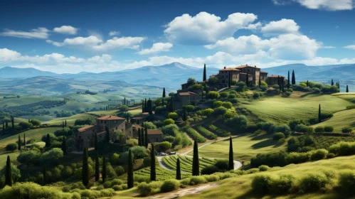 Italian Countryside Hillside - Elegant Fusion of Rural and Urban Landscapes