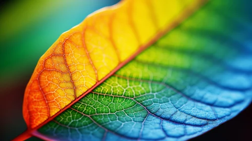 Nature's Artistry: Multicolored Leaf Against Dark Background