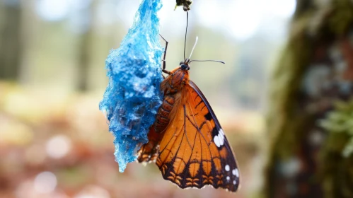 Radiant Blue Butterfly Amidst Forest Tranquility