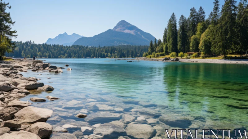 Serene Mountain Landscape - Emerald and Maroon Hued Nature AI Image