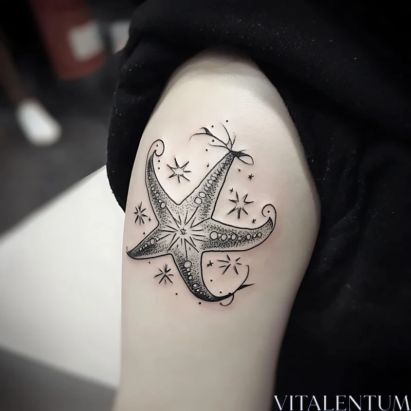 Intricate Starfish Arm Tattoo AI Image