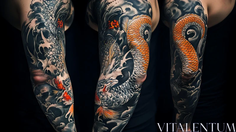 Detailed Koi Fish Sleeve Tattoo Design AI Image