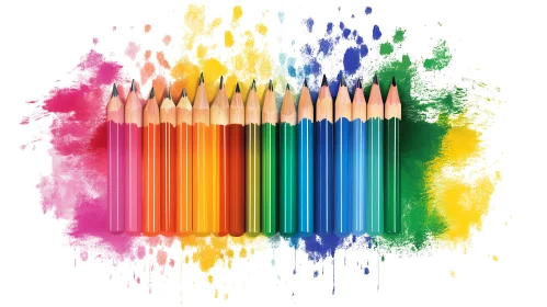 Colorful Pencils with Watercolor Background