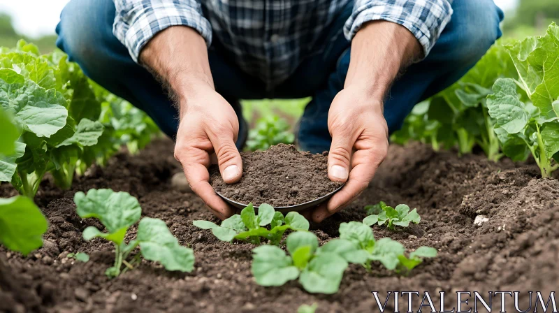 Cultivating Life: Man's Hands and the Soil AI Image