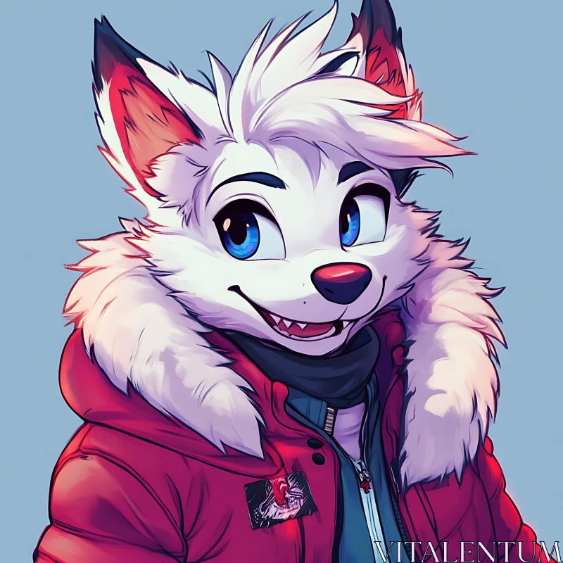 Cartoon Furry in Winter Jacket AI Image