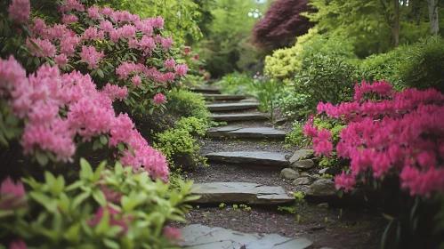 Stone Steps Through a Flower Garden