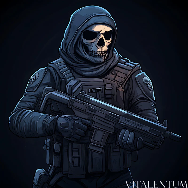 AI ART Skull-Faced Warrior in Tactical Gear