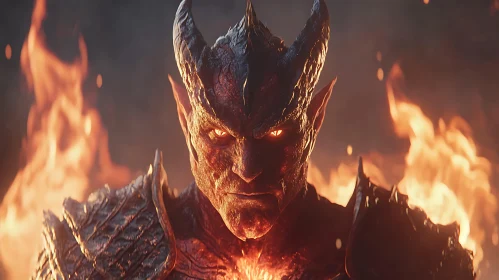 Horned Demon Amidst Flames