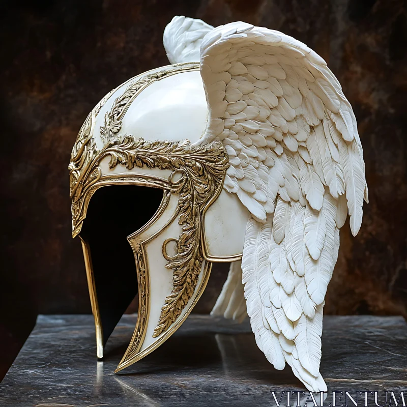 AI ART Ornate Winged Helmet Sculpture