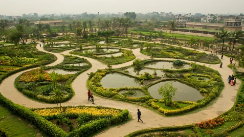 Aerial View of Serene Garden