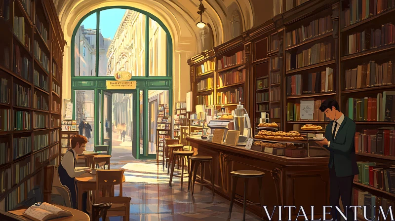 Cozy Bookstore Cafe Scene AI Image