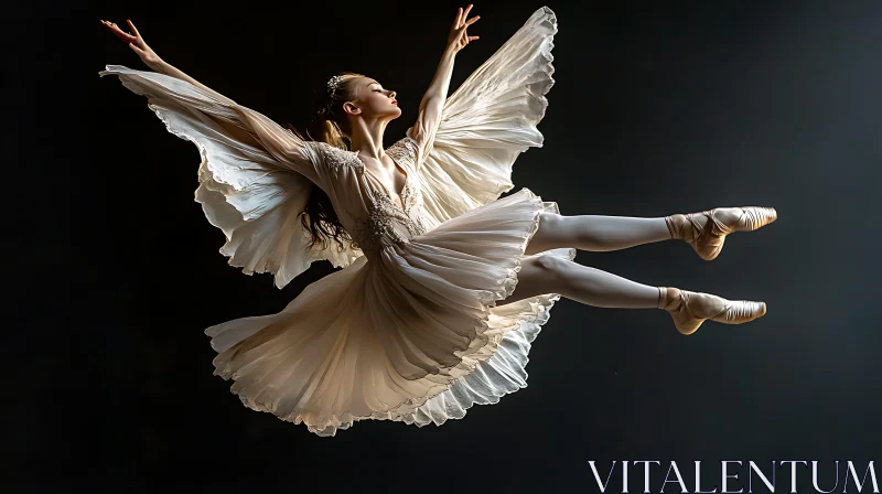 AI ART Ballerina's Graceful Leap in White