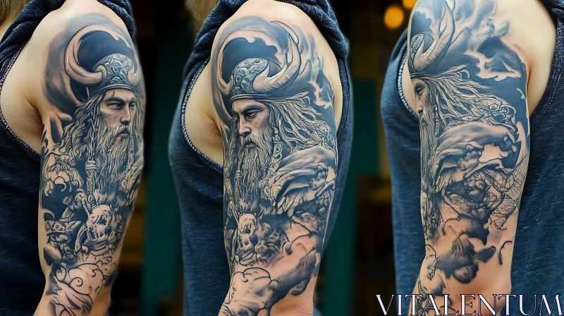 Norse Mythology-Inspired Arm Tattoo AI Image