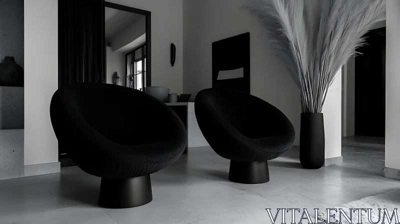 Minimalist Interior Design with Round Seating AI Image