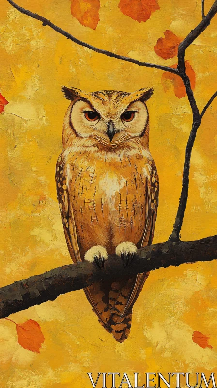 AI ART Owl with Autumn Leaves