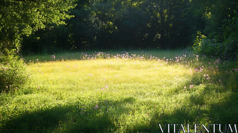 AI ART Golden Field with Flowers