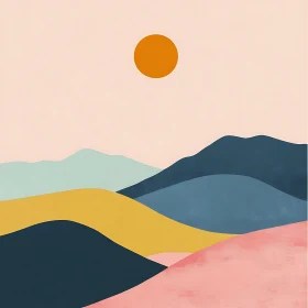 Geometric Pastel Landscape Art