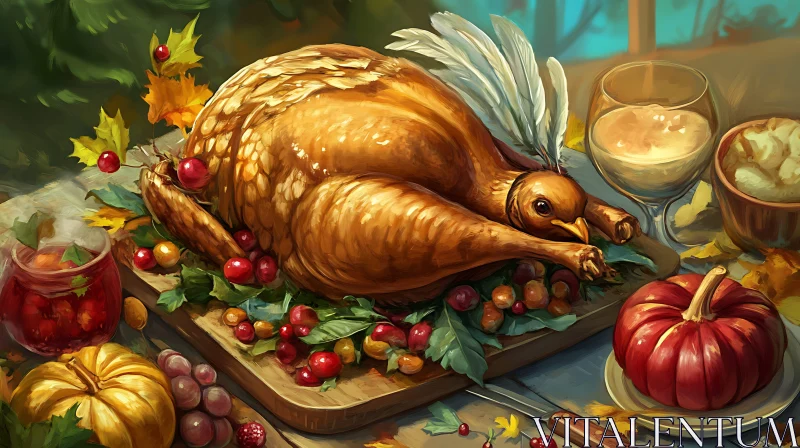 Autumn Harvest Thanksgiving Dinner AI Image