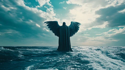 Guardian Angel Over Ocean Waves