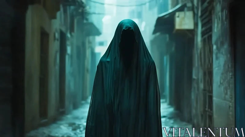 Mysterious Wraith in Shadowy Alley AI Image