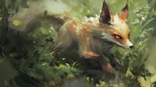Fox in the Forest Illustration