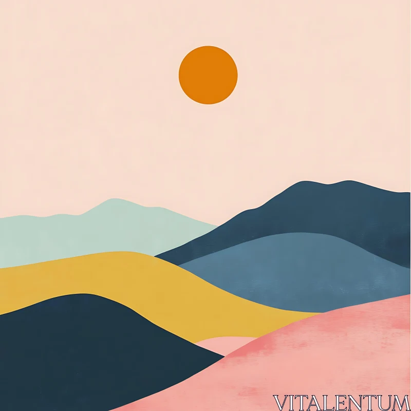 AI ART Geometric Pastel Landscape Art