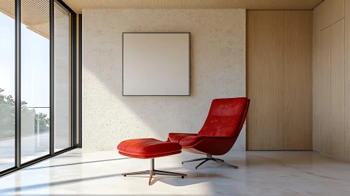 Contemporary Room with Red Accent Chair