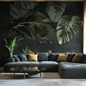 Modern Living Room with Botanical Decor