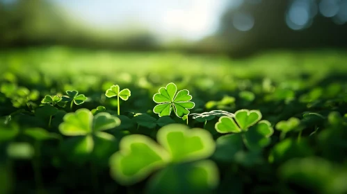 Field of Clovers in Sunlight