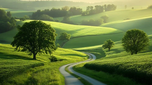 Scenic Green Landscape with Trees