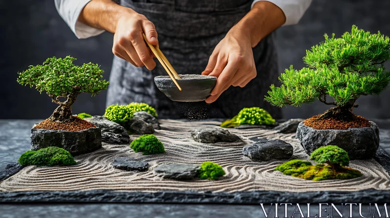 Miniature Zen Garden Still Life AI Image