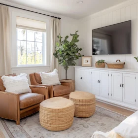 Modern Living Room with Leather Armchairs