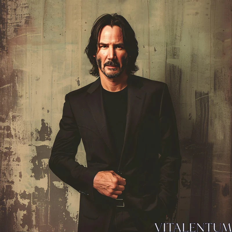 AI ART Portrait of Keanu Reeves in a Black Suit