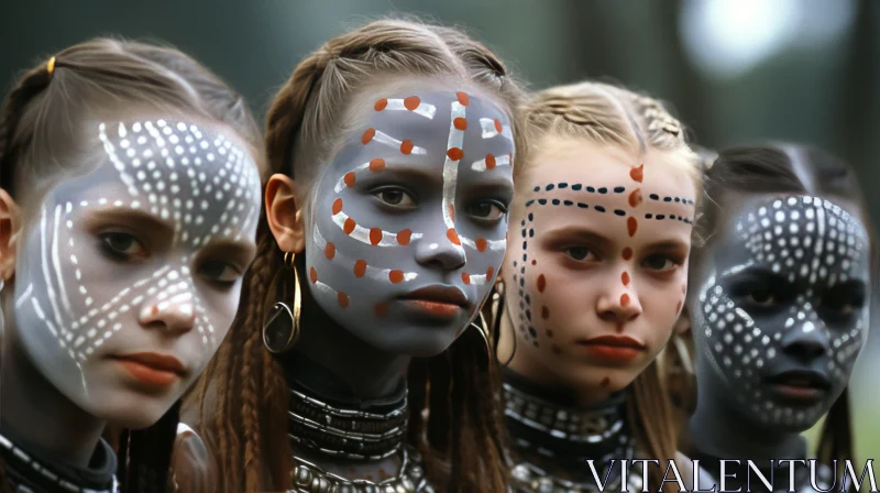 Captivating Tribal Face Paint: A Stunning Abstraction of African Cultures AI Image