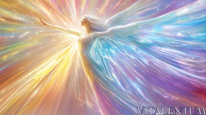 Celestial Angel with Wings of Light AI Image