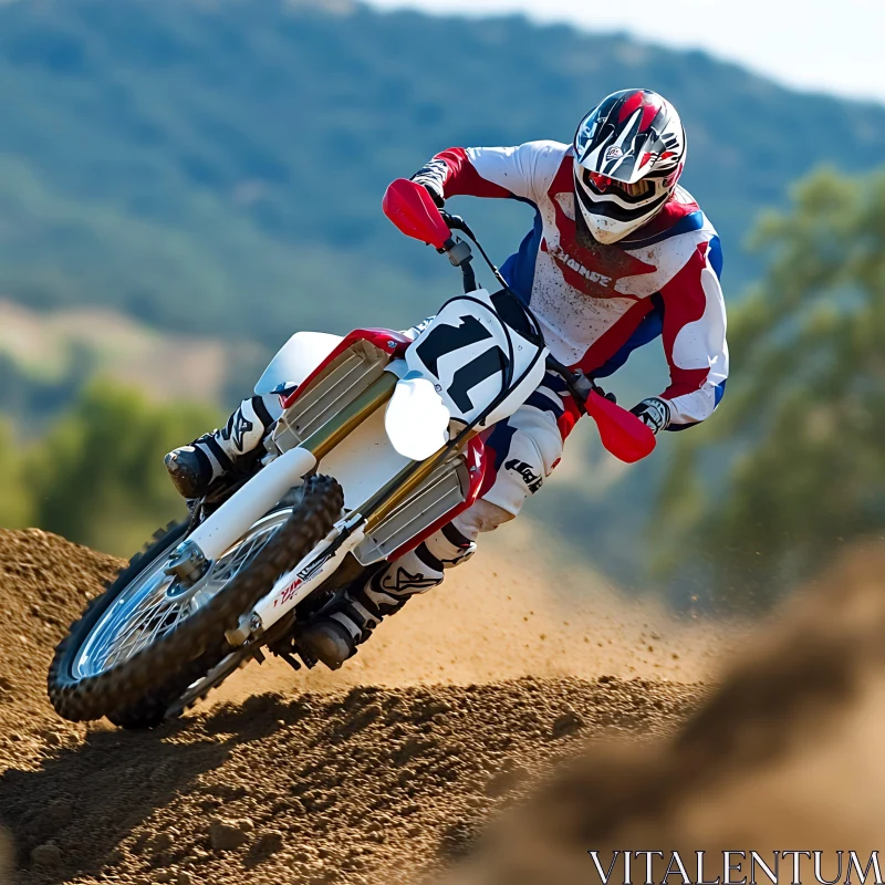 Motorcycle Racing Over Sandy Terrain AI Image