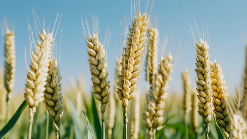 Ripe Wheat Stalks Against Azure Sky