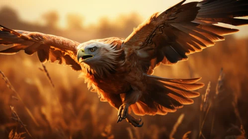 Majestic Eagle in Golden Light - A Stunning Wildlife Illustration