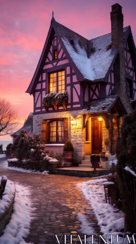 Romantic Snow-Covered House in French Countryside | 32k UHD AI Image