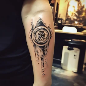 Abstract Geometric Black Ink Tattoo