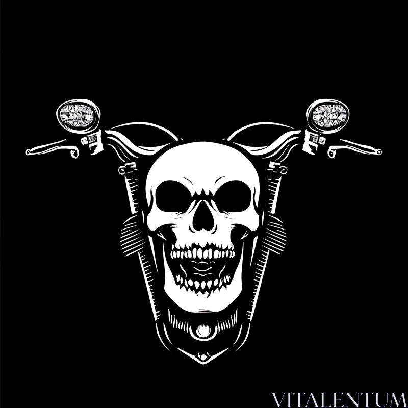 AI ART Monochrome Skull Motorcycle Design