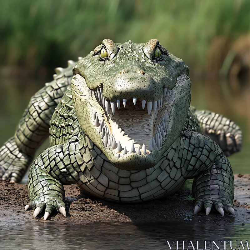 AI ART Detailed Crocodile with Open Jaws