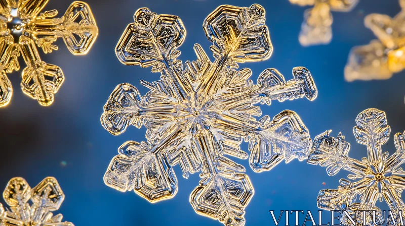 AI ART Detailed Snowflake Macro Image