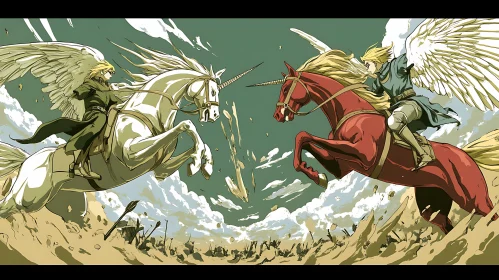 Winged Horsemen in Fierce Combat