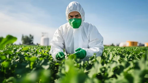 Crop Inspection in Protective Gear