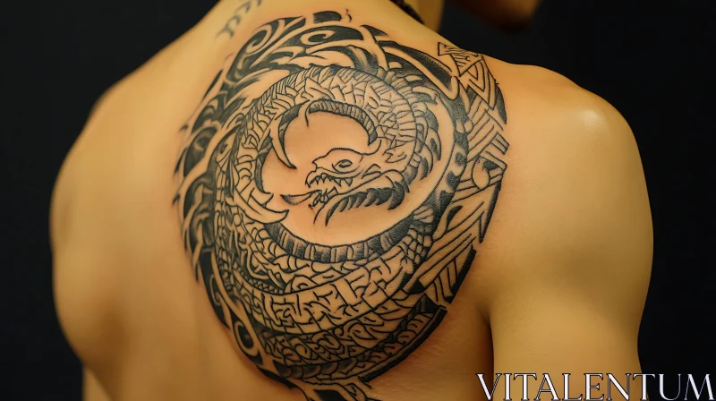 Detailed Dragon Shoulder Tattoo AI Image