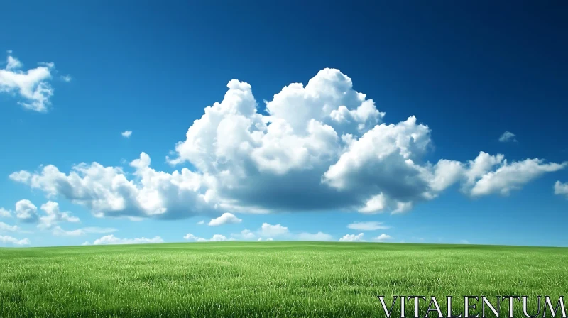 Scenic Green Field and Sky View AI Image