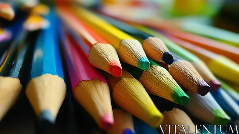 Pile of Colored Pencils Close-Up AI Image