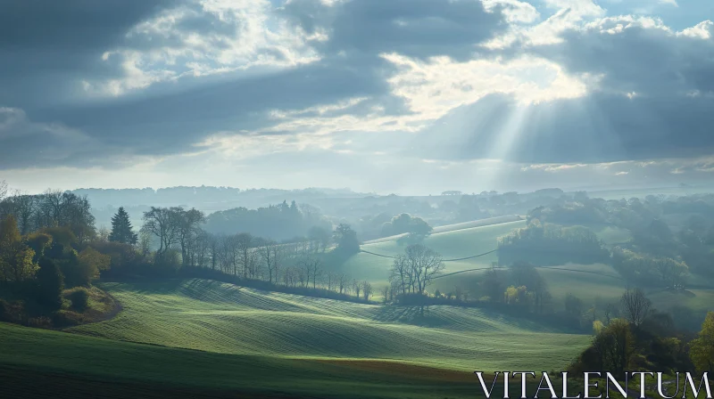 AI ART Morning Sunlight Over Green Fields